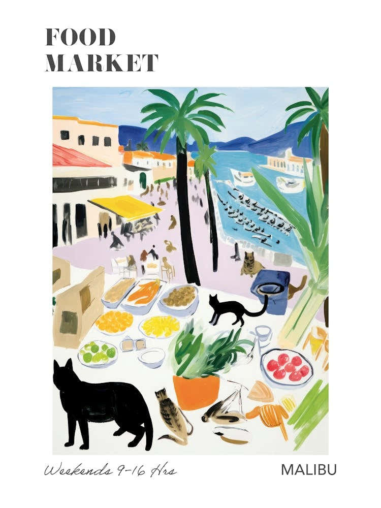 The Food Market In Malibu 2 Illustration Poster
