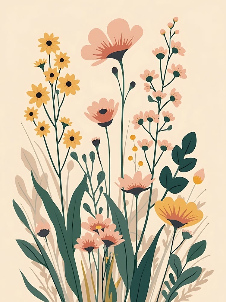 Calm Florals in Beige Harmony