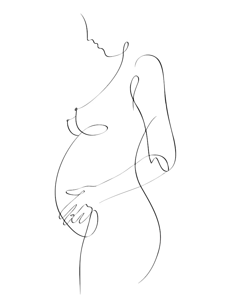Single Line Drawing Of Pregnant Woman