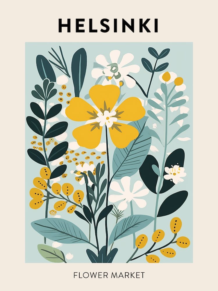 Flower Market Poster Helsinki Finland 2
