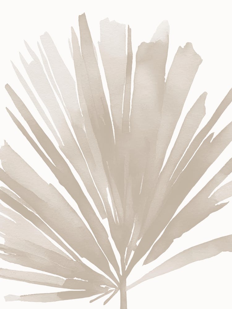 Boho Botanical Art, Beige Abstract Palm Leaf, Minimalist 1