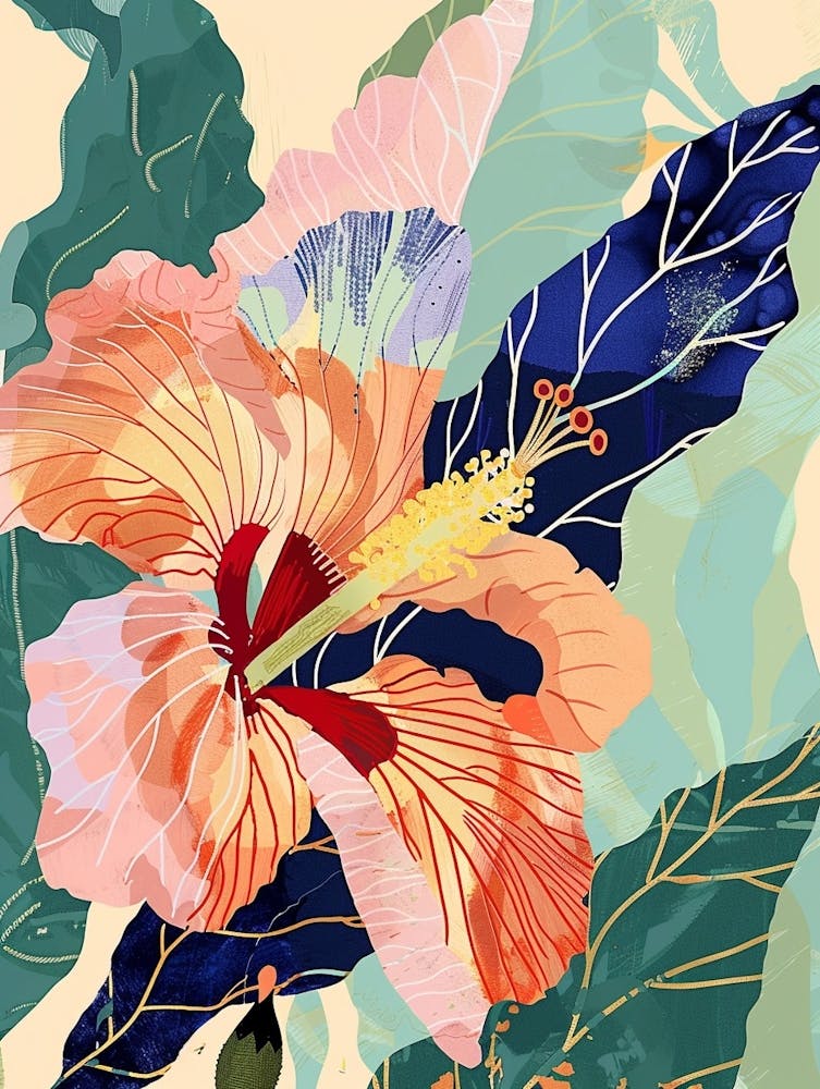 Colourful Flower Illustration Hibiscus 3