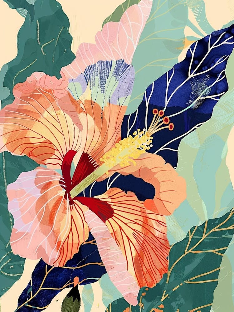 Colourful Flower Illustration Hibiscus 3