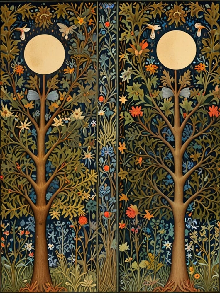 William Morris Moonlit Trees
