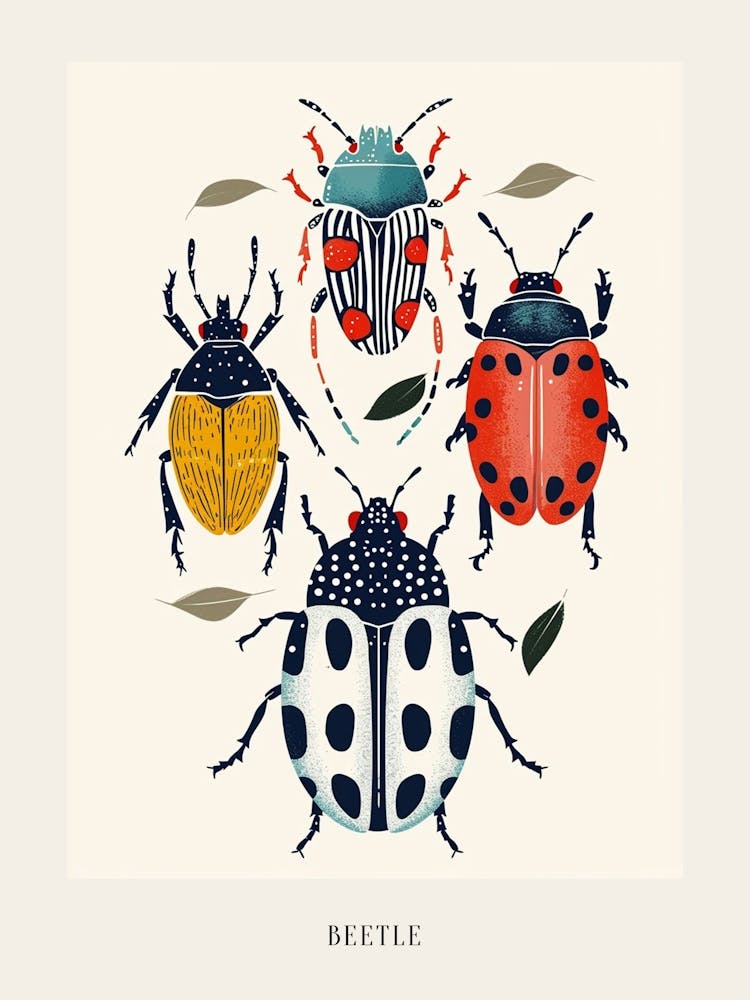 Colourful Insect Illustration Beetle 5 Poster