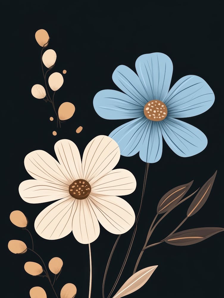 Flowers On A Black Background 9