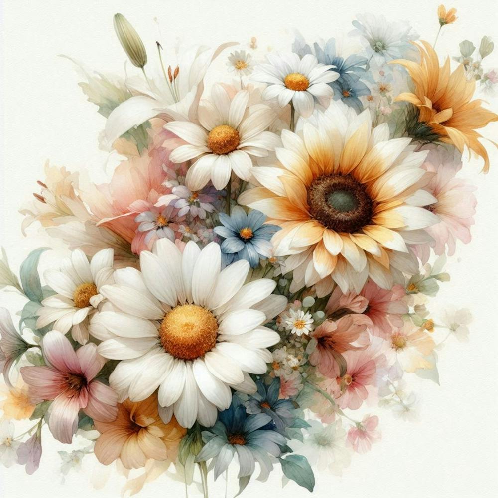Rêve floral d'été Une aquarelle délicate de fleurs épanouies 2