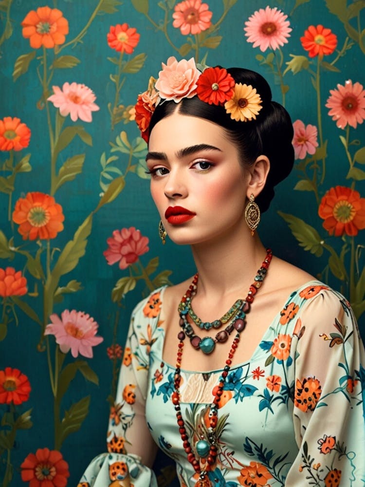 Mexican Woman In Floral Dress