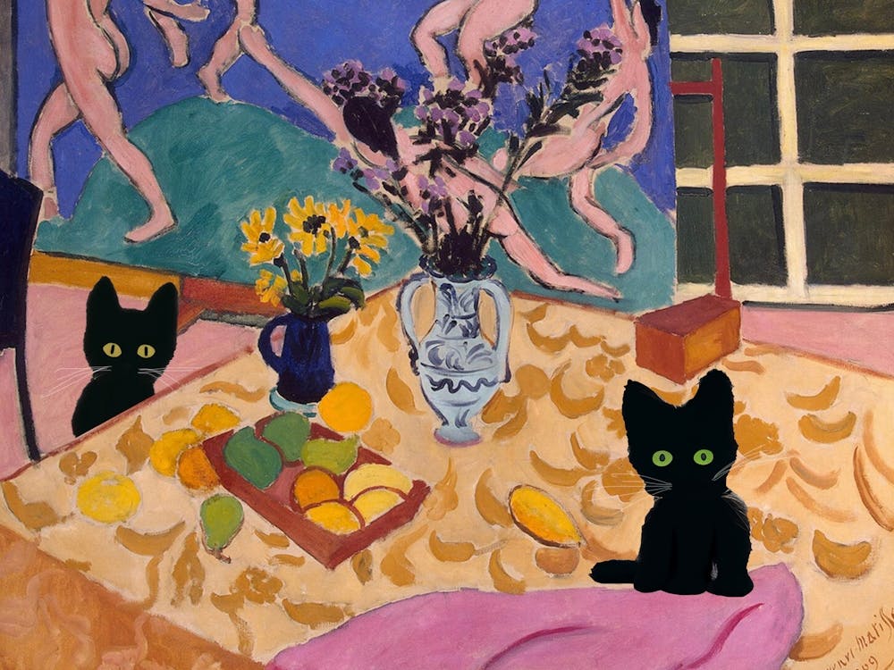 Henri Matisse Inspiré , Nature Morte Avec La Danse Et Chats Noirs