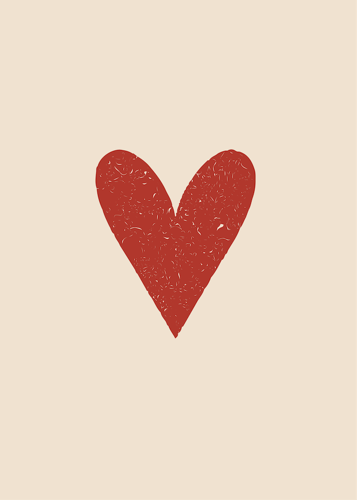 Heart Red Beige Vintage