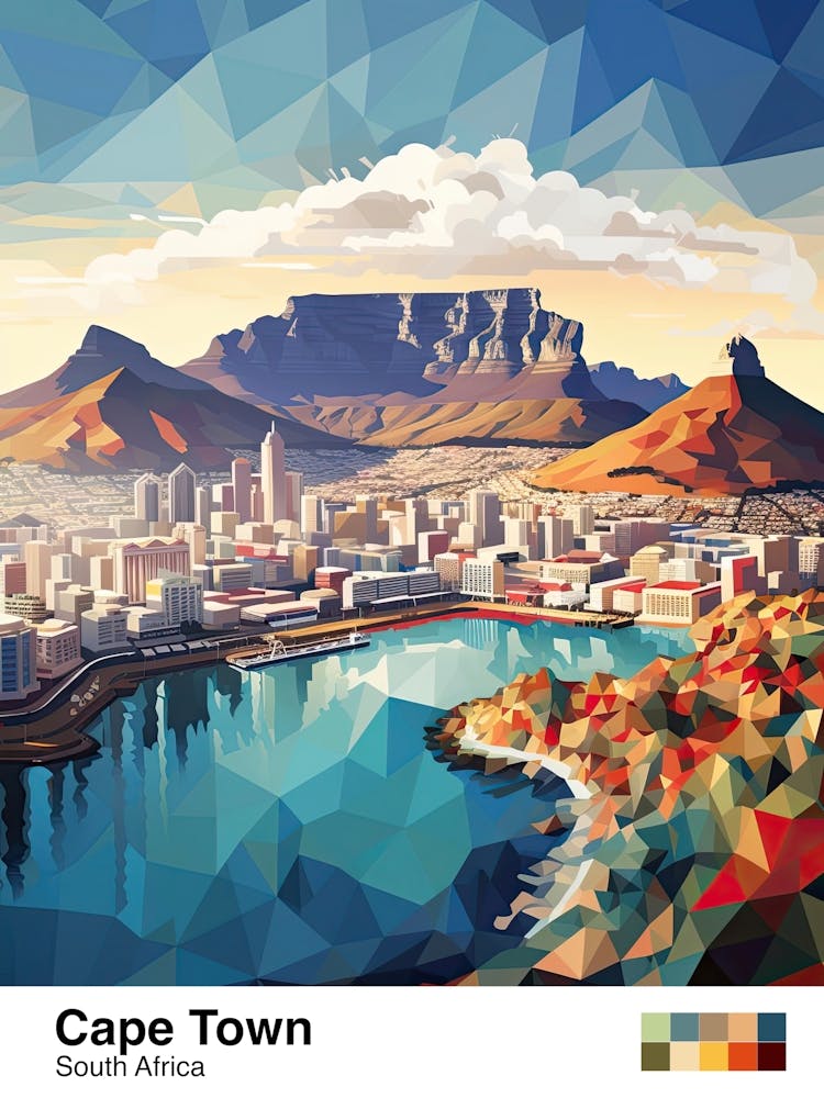 Cape Town, South Africa, Geometric Illustration 2 Poster