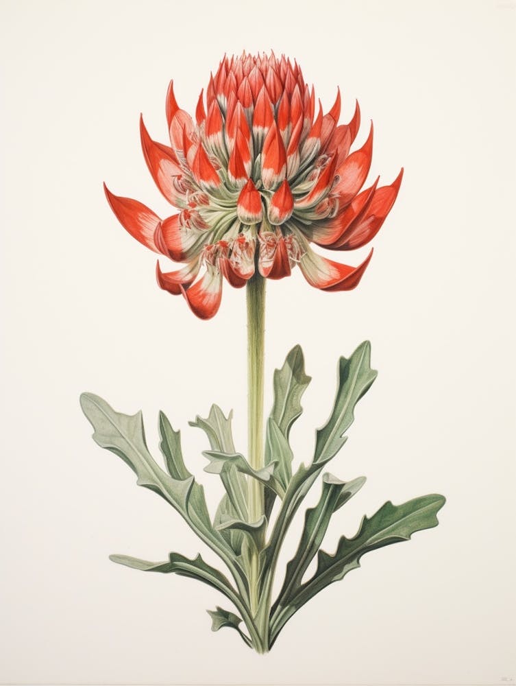 Pressed Wildflower Botanical Art Indian Paintbrush