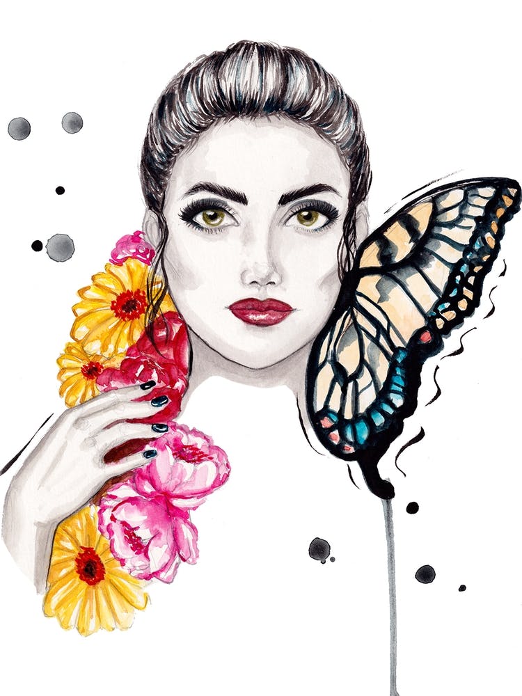 Butterfly With A Woman_ Art by Ana Filipa