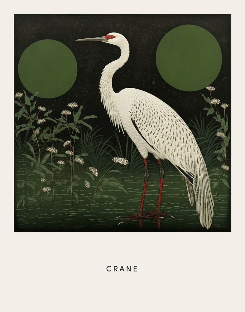 Ohara Koson Inspired Bird Painting Crane 1 Poster