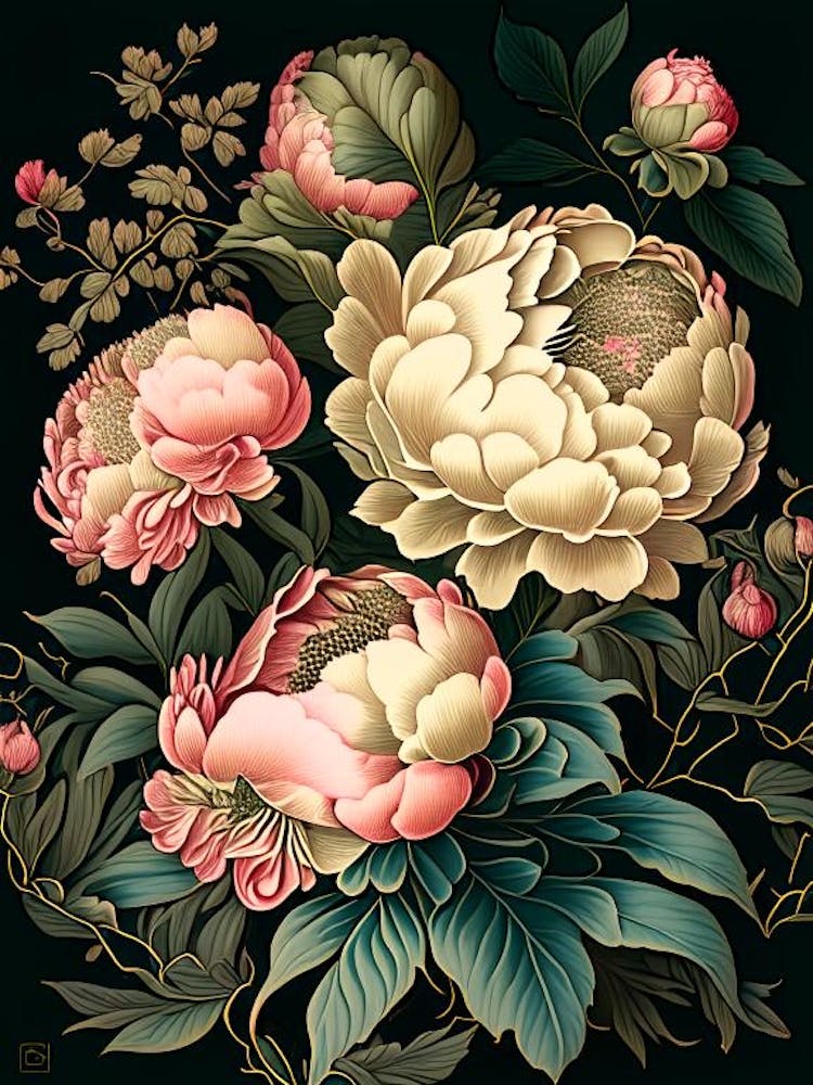 Parks And Public Gardens Peonies Vintage Botanical