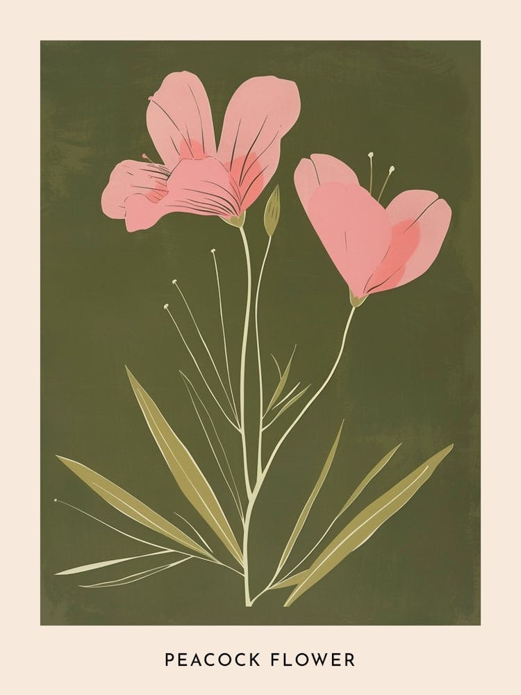Pink & Grün Pfauenblume 2 Blumenposter