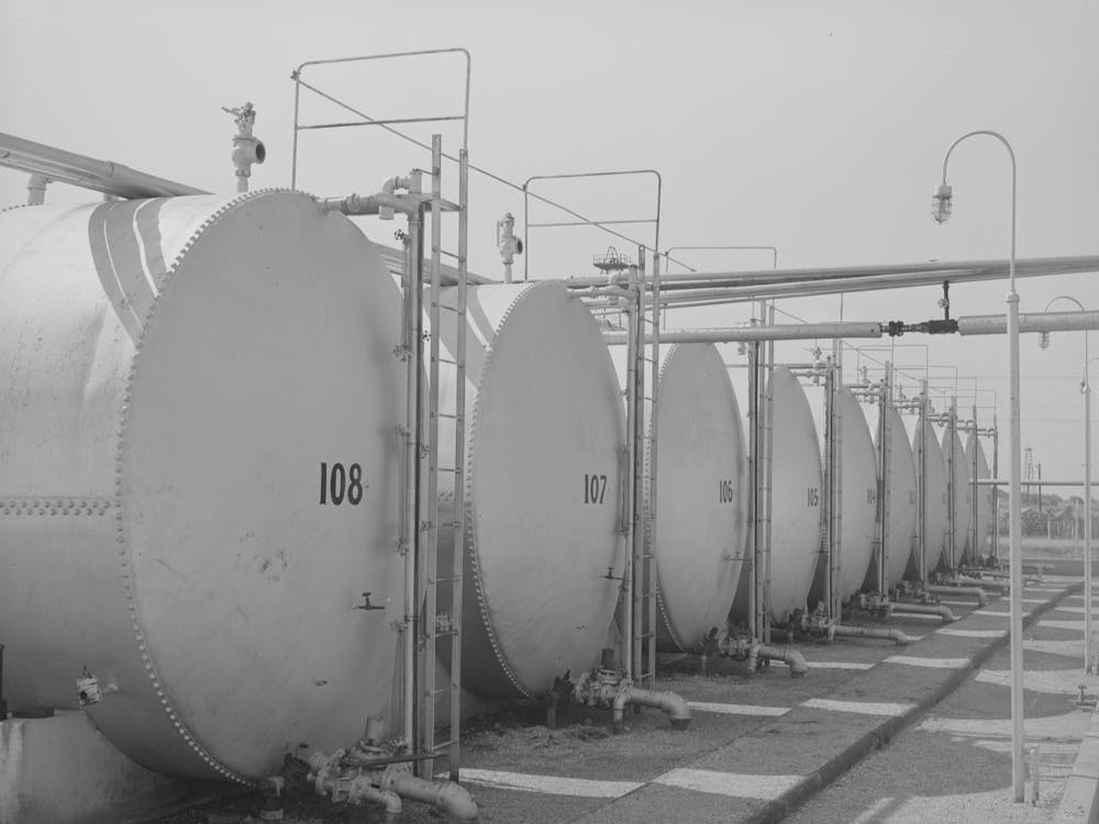 Storage Tanks, Oil Refinery, Seminole, Oklahoma By Russell Lee