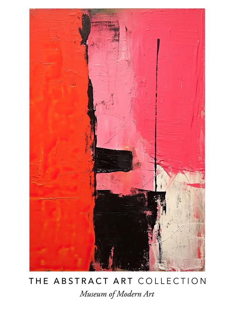 Pink And Black Abstract Painting 2 Exhibition Poster