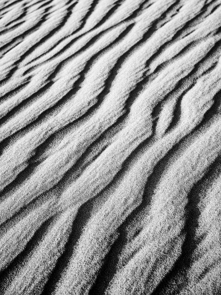 Pattern Of A Sand Dune In Black And White In The Sahara Desert