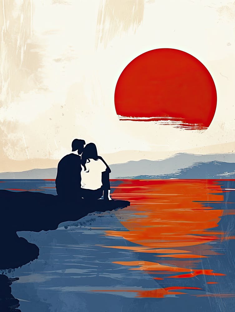 Sonnenuntergangs-Liebe, Valentinstagsdruck