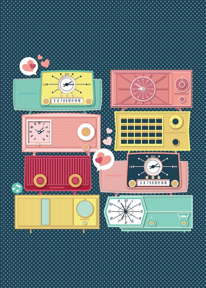 Turn the vintage radios on // retro design kids room