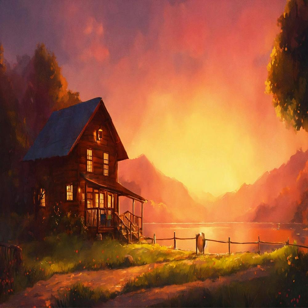 House At Sunset
