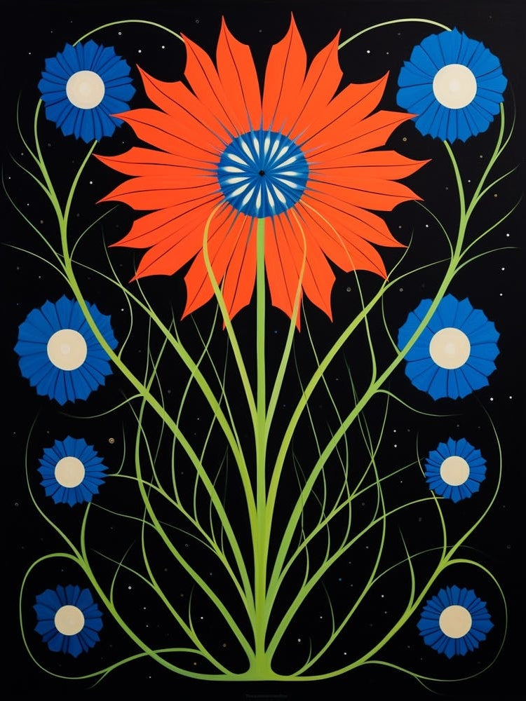 Nigella 7 Hilma Af Klint Inspired Flower Illustration