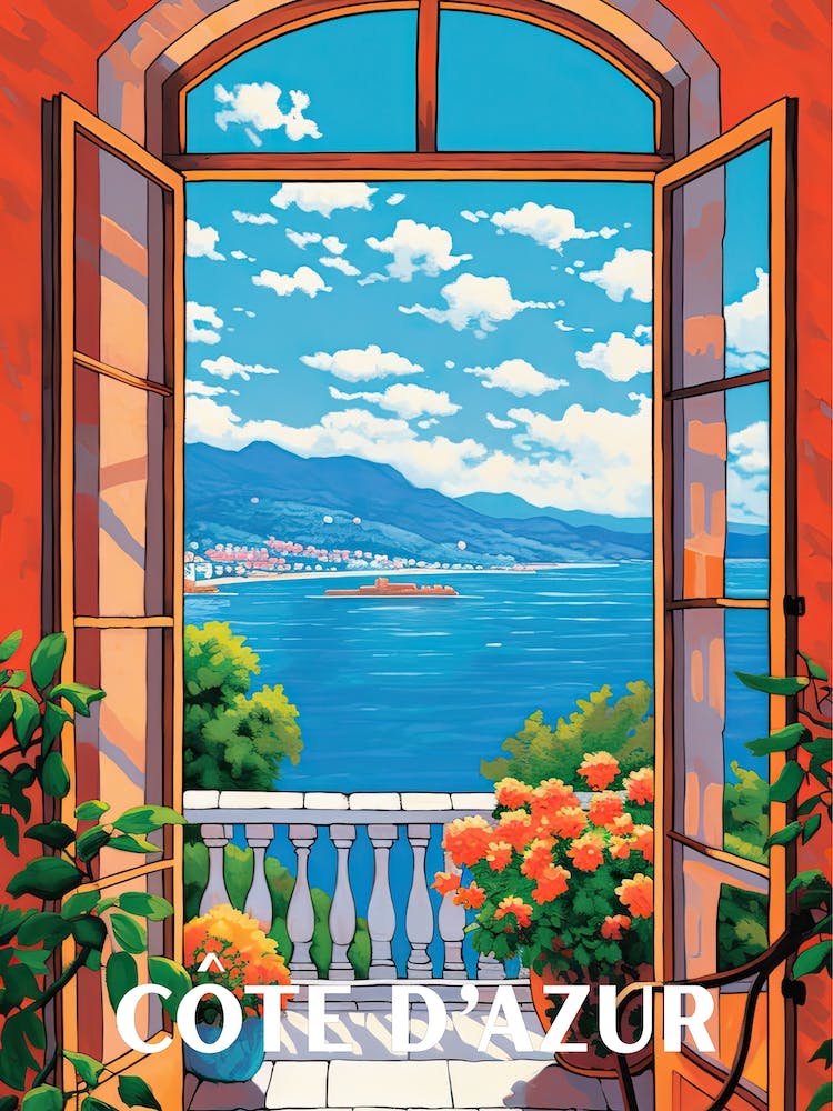 Cote D Azur Window Travel Poster 2