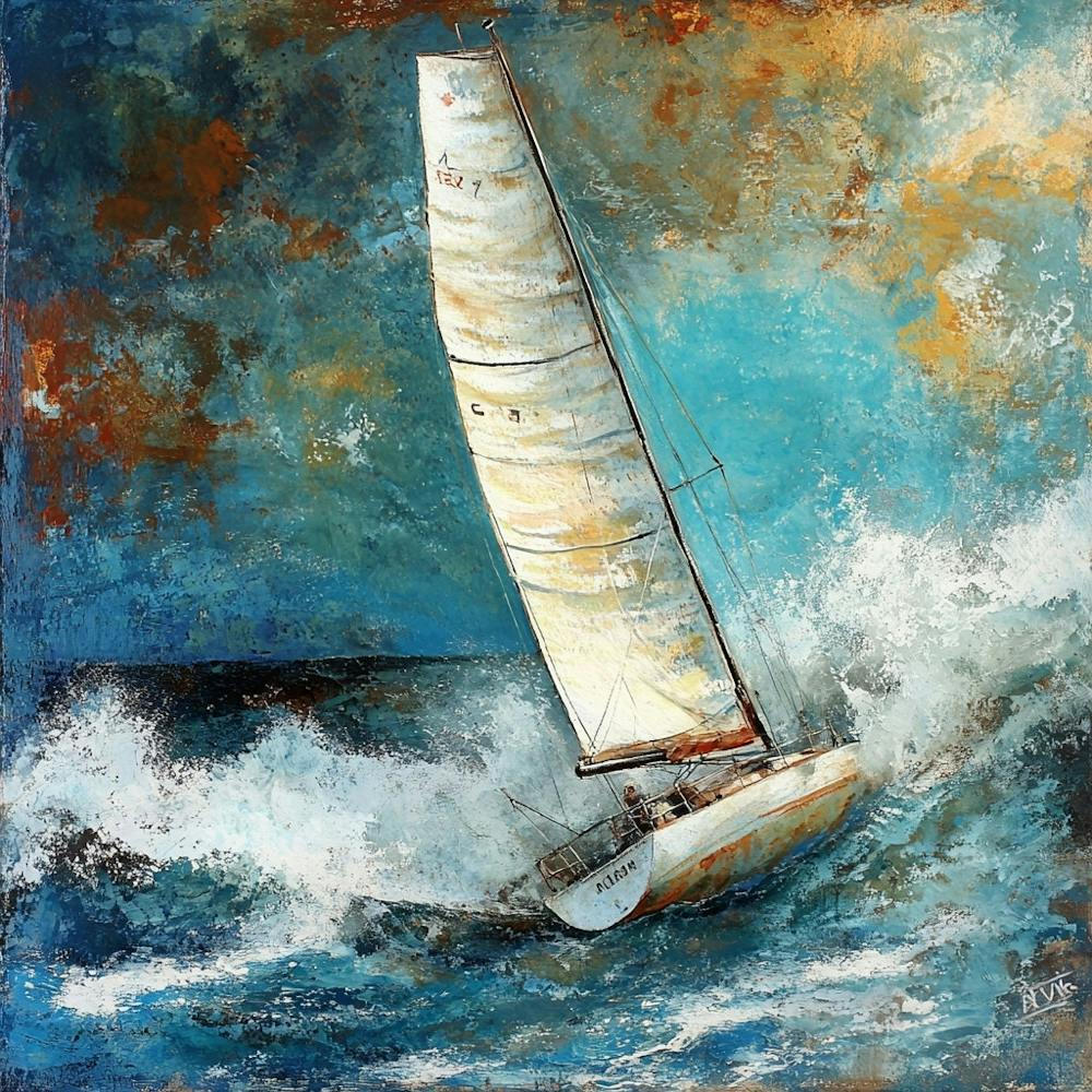 Sailboat In Rough Seas 3