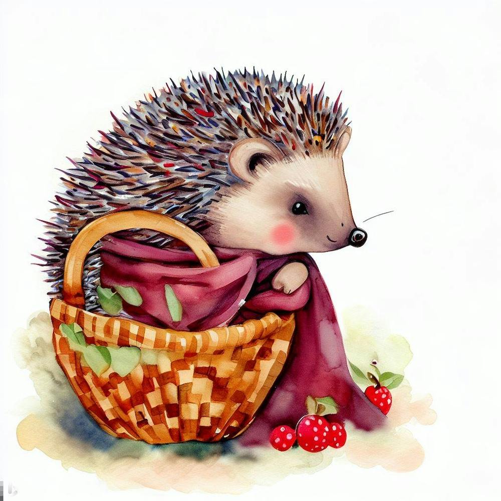 Hedgehog Collecting Berries