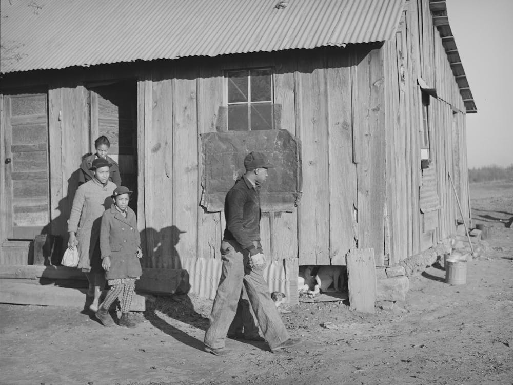 Children Of Pomp Hall, Tenant Farmer, Leaving House For School Creek County, Oklahoma, See General Caption Numb