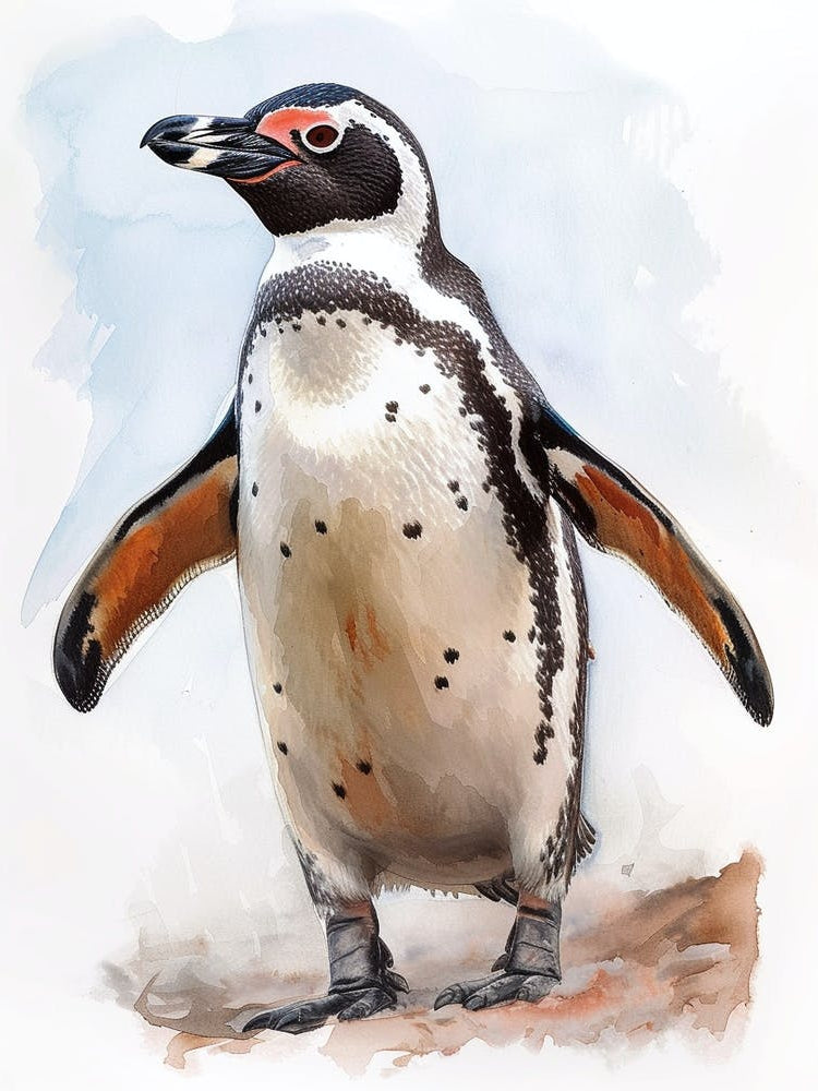Humboldt Penguin Bartolom Island Watercolour Painting 2