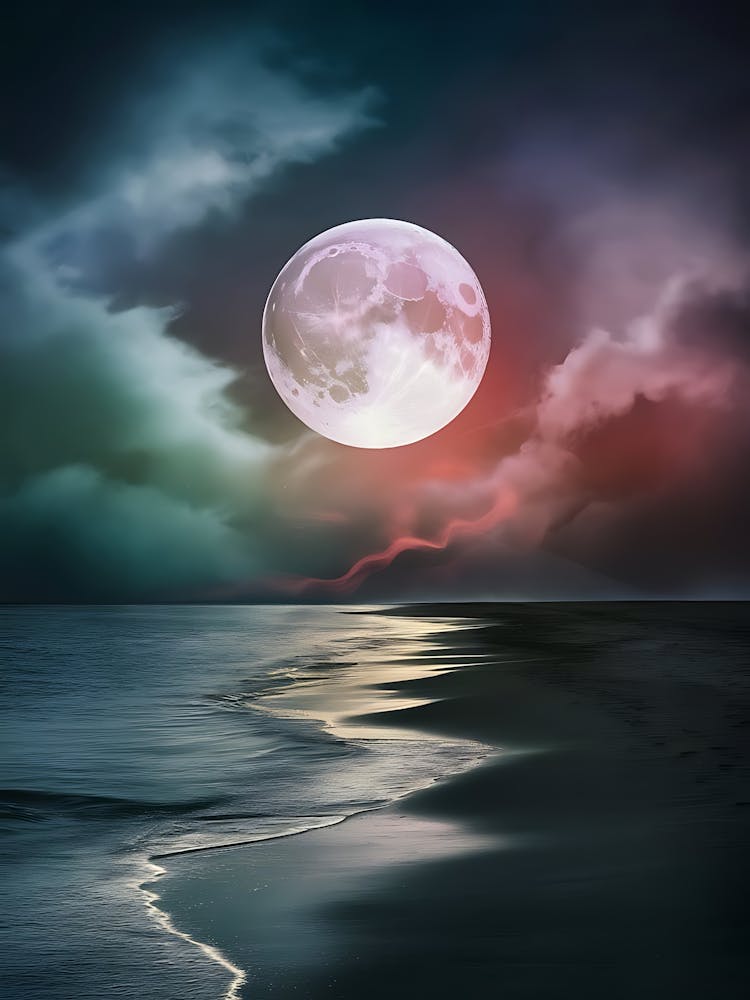 Full Moon Over The Ocean 1