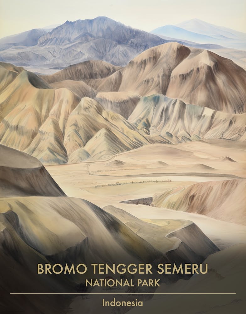 Bromo Tengger Semeru National Park Indonesia Watercolour 1