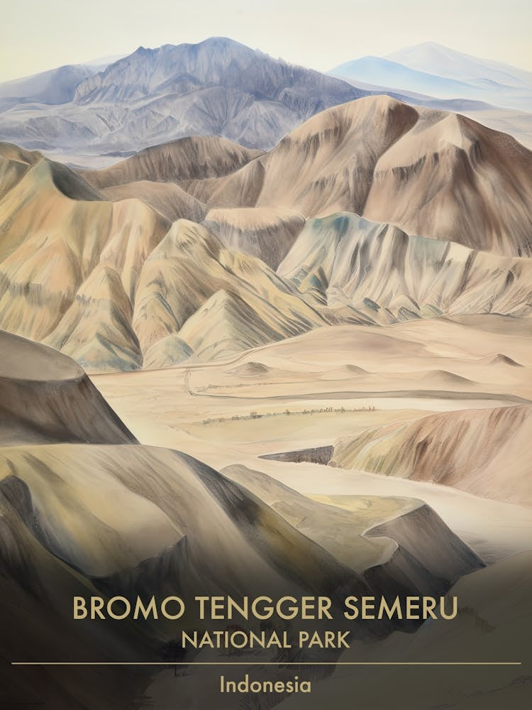 Bromo Tengger Semeru National Park Indonesia Watercolour 1