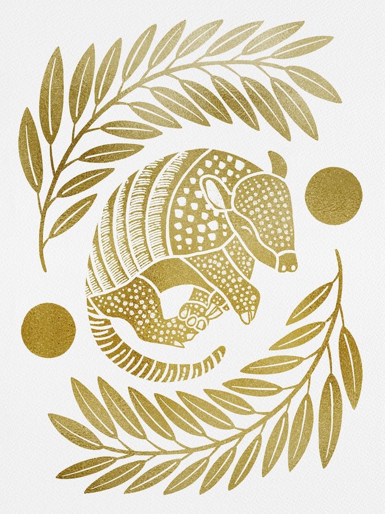 Armadillo   Gold Metallic Silhouette