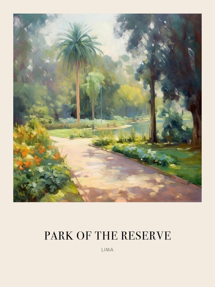 Park Of The Reserve Lima Peru 3 Vintage Cezanne Inspired Poster