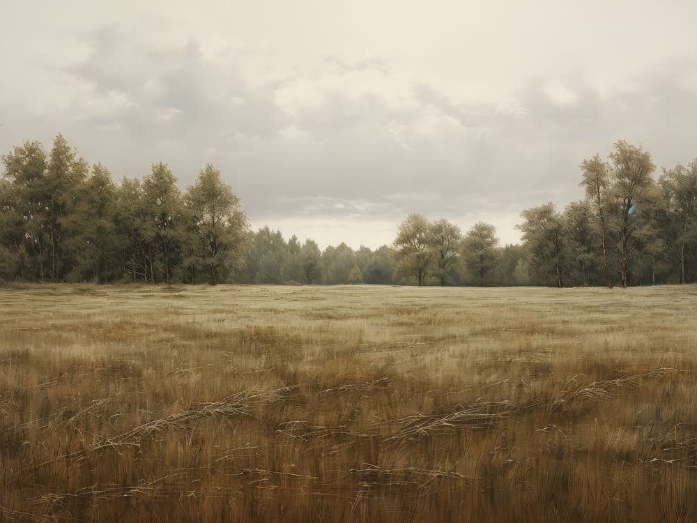 Antique Farm Field Painting