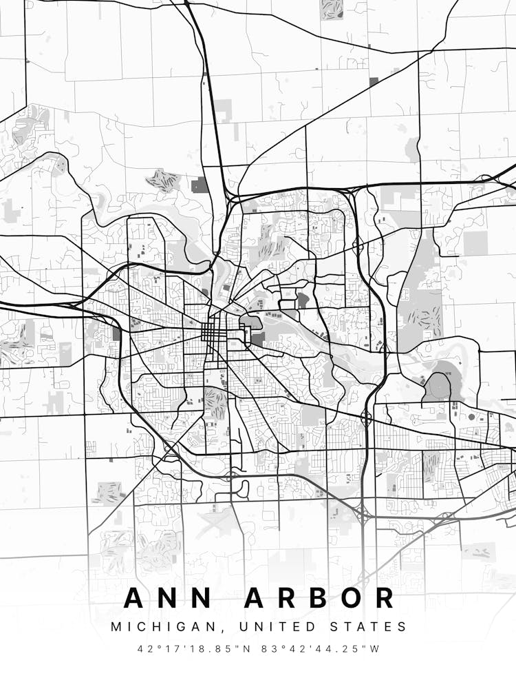 Ann Arbor Michigan United States White Map