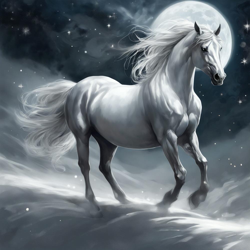White Horse In The Moonlight 1