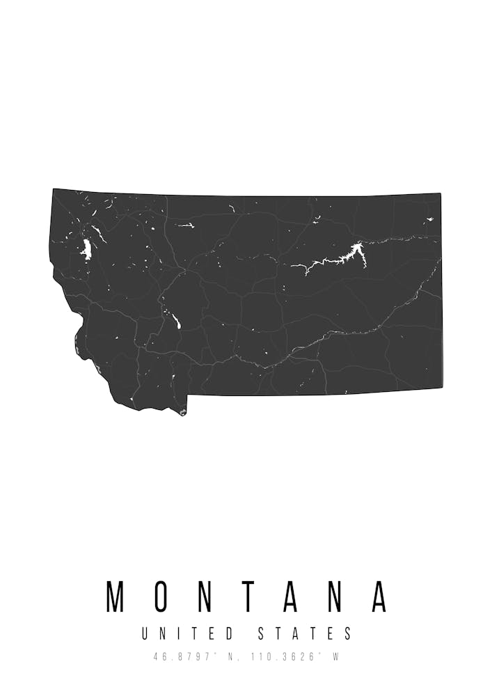 Montana Mono Schwarz-Weiß Moderne Minimale Straßenkarte