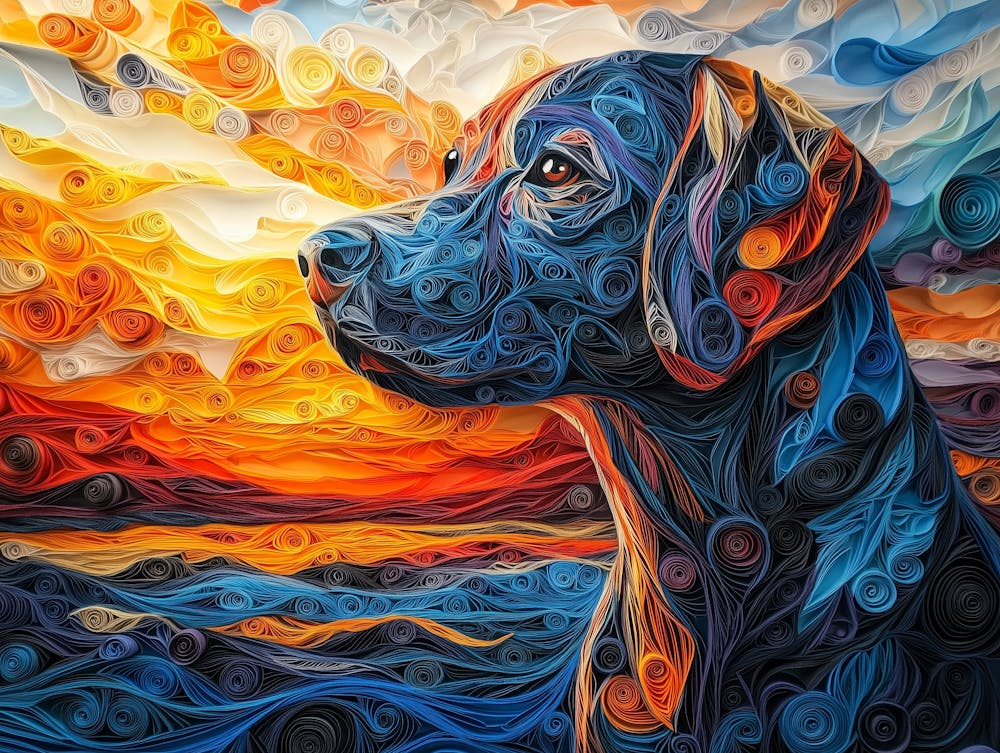 Labrador Retriever Paper Quilling Dog Portrait
