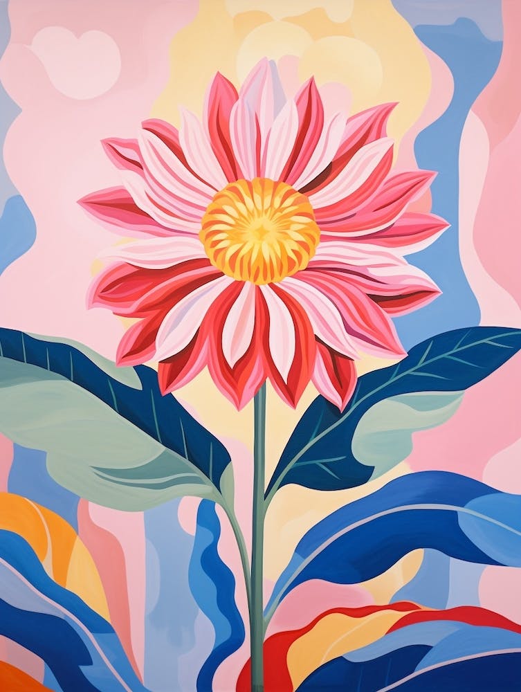Gaillardia 1 Hilma Af Klint Inspired Pastel Flower Painting