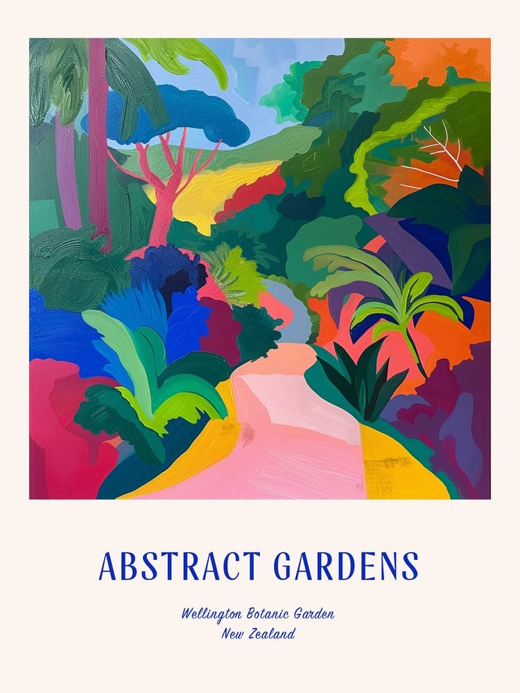 Colourful Gardens Wellington Botanic Garden New Zealand 2 Blue Poster