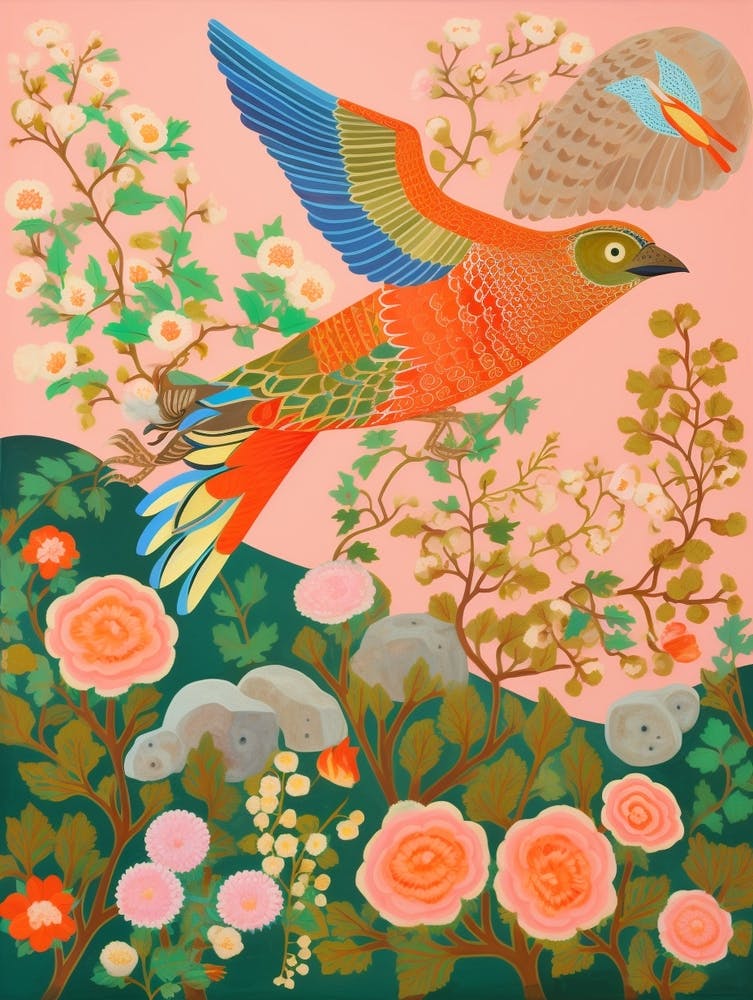 Maximalist Bird Painting Robin 3