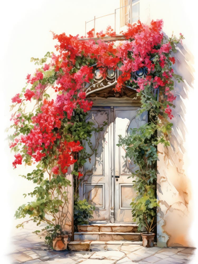 Rome, Italy   Mediterranean Doors Watercolour Painting 3