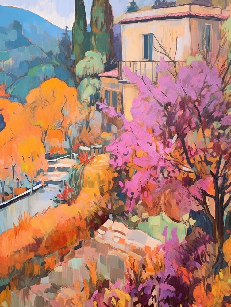 Autumn Gardens Painting Villa Cimbrone Gardens Italy 2