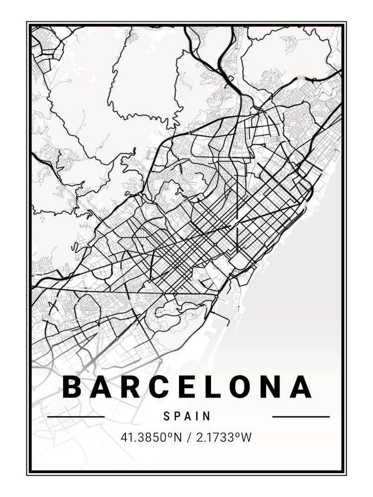 Barcelona Spain Map Print