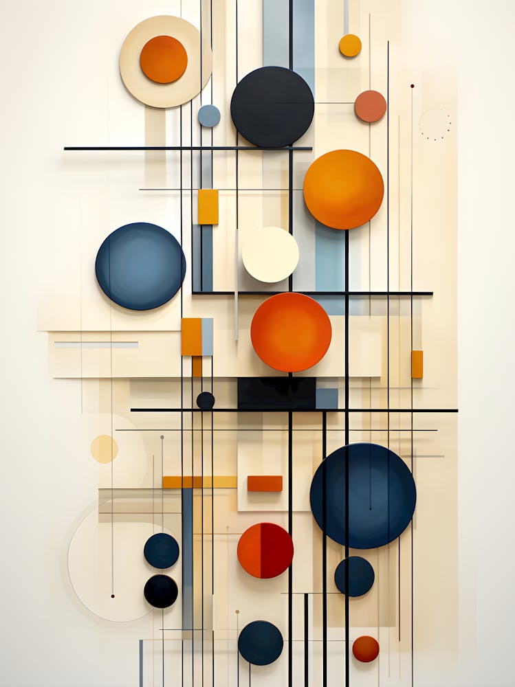 Modern Geometric Abstract Art | Minimalist Design with Circles and Lines