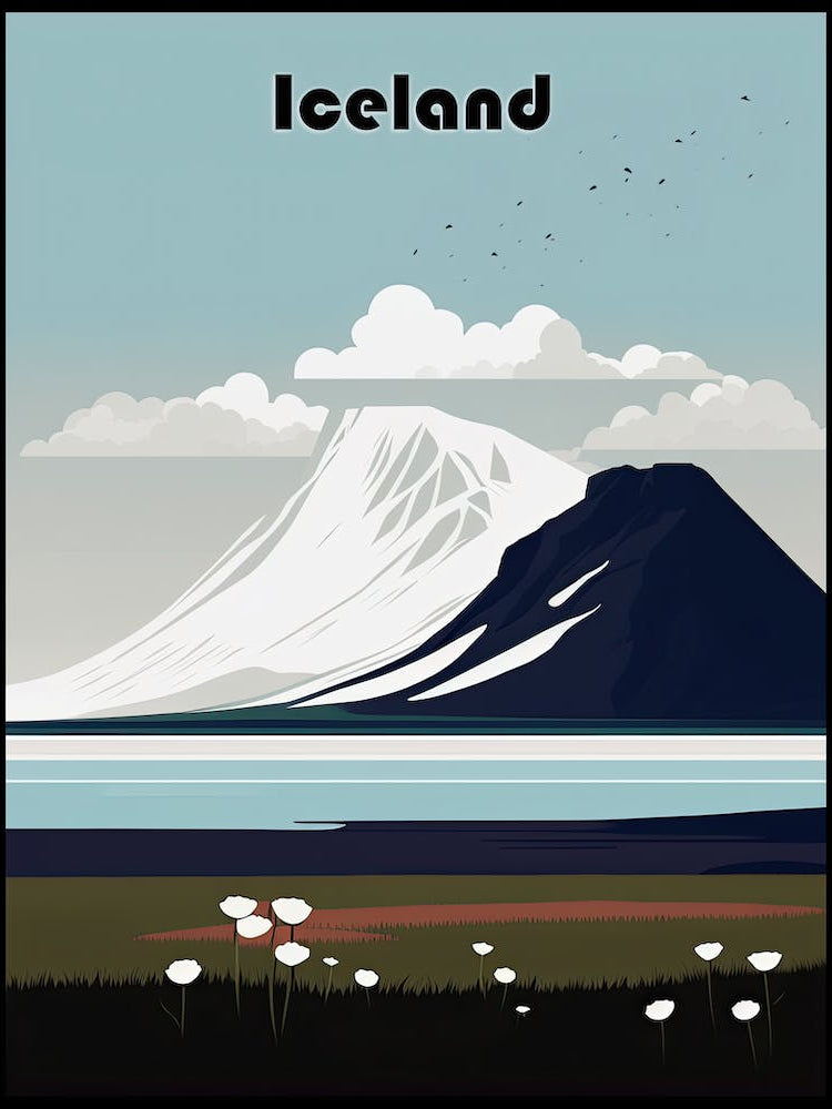 Vibes of Icelandic Mountains - Retro Travel Poster